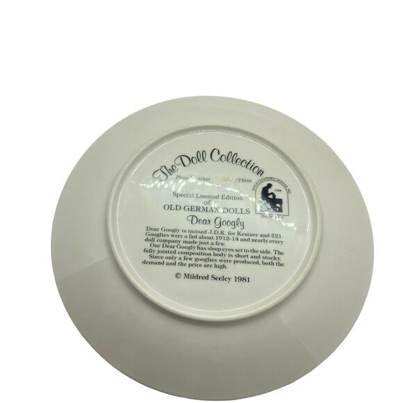 Decorative Collectible Plate Vintage 1981 The Doll Collection Dear Googly 8.5" - Picture 4 of 11